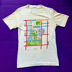 RARE 1978 Authentic Vintage Pratt Institute Campus Map Tee Shirt XS/S